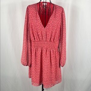 Leith Chic Long Sleeve Floral‎ Dress Pink Women’s XL Flowy New With Tags